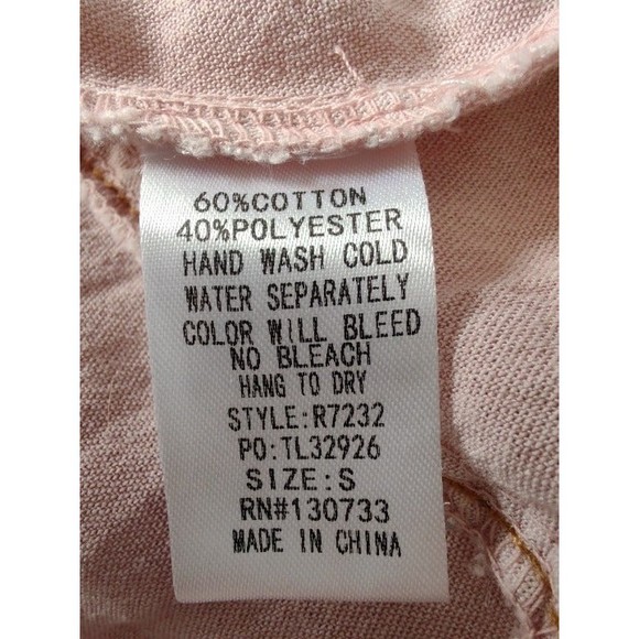 umgee Pink button down shirt with fringe hem and slit in back, Women's size S - Picture 7 of 7